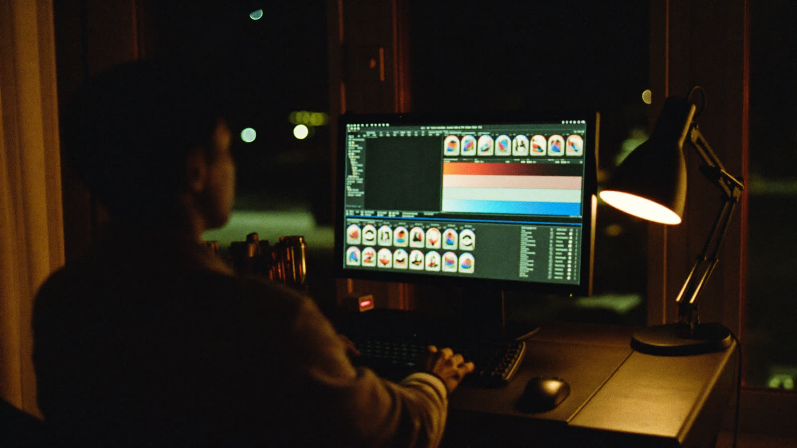 Nächtliche Schnittarbeit am Monitor